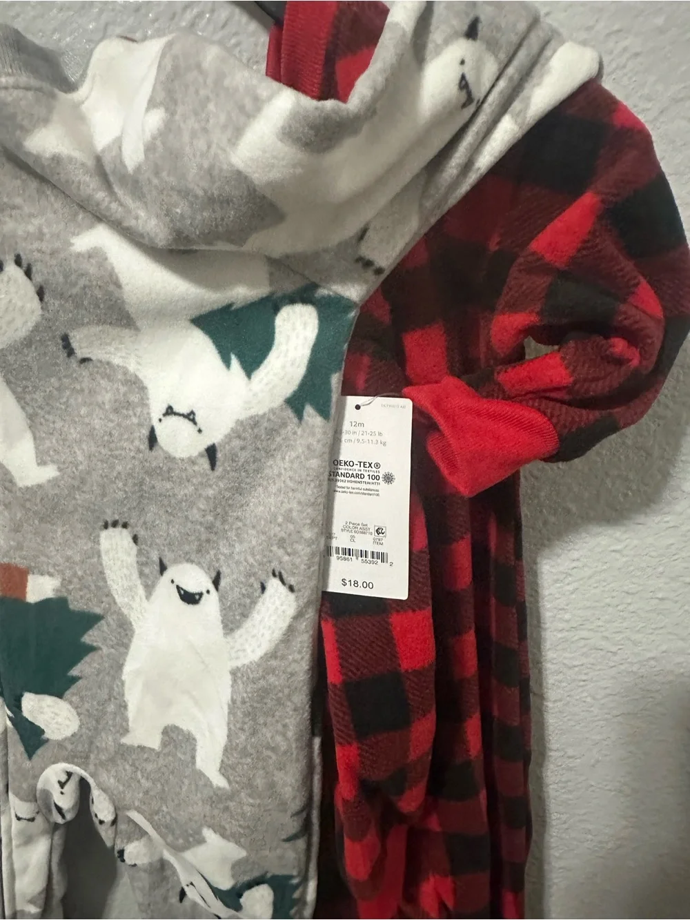 Carter's Red and Black Buffalo Plaid Moose Footed One-Piece